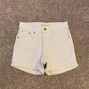 Levis Mid Length Shorts White Denim